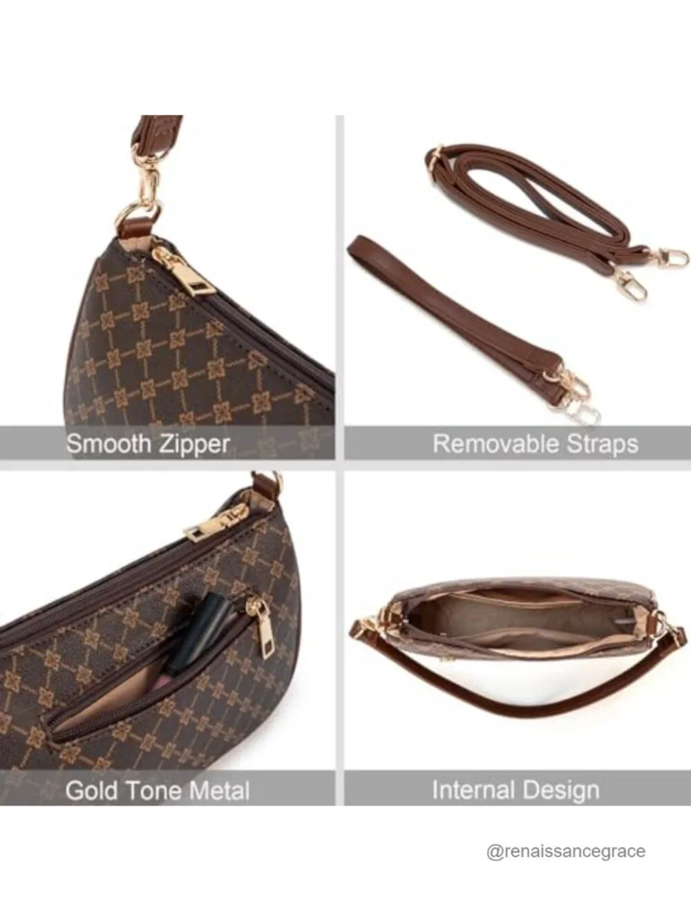 Retro Hobo Shoulder Bag Crossbody Vegan Leather Purse 2 Straps